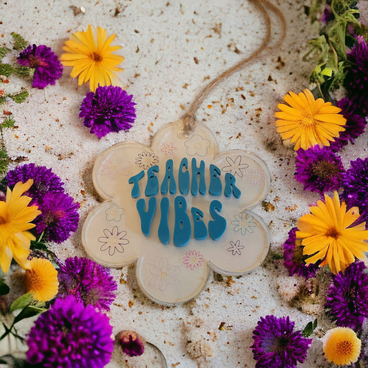 Teacher Vibes Car Charm