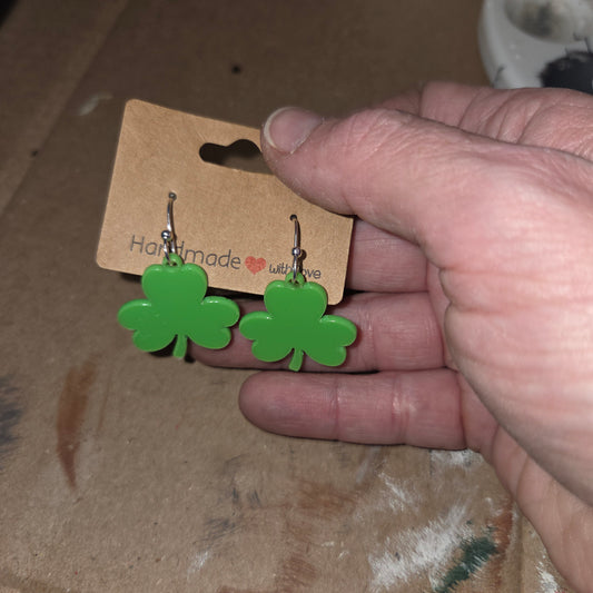 St Patricks Day Shamrock Dangle Earrings